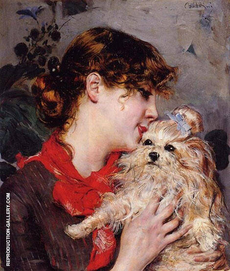 The Actress Rejane and Her Dog | Oil Painting Reproduction