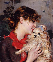 The Actress Rejane and Her Dog By Giovanni Boldini