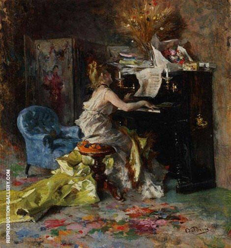 Woman at Piano by Giovanni Boldini | Oil Painting Reproduction