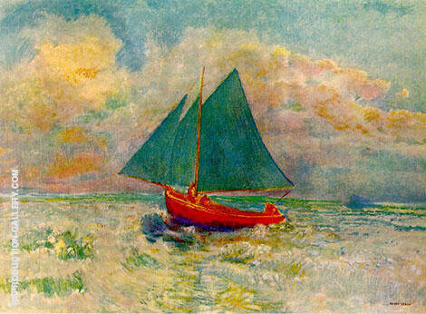 Red Boat with Blue Sails by Odilon Redon | Oil Painting Reproduction