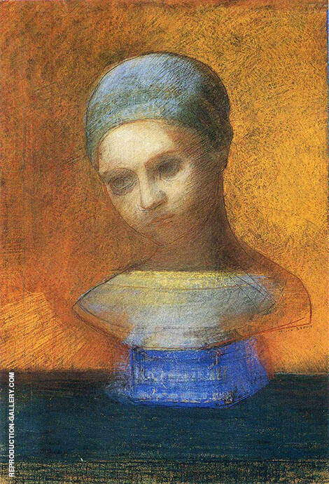Small Bust of a Young Girl by Odilon Redon | Oil Painting Reproduction