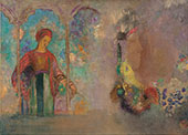 Woman Gathering Flowers By Odilon Redon