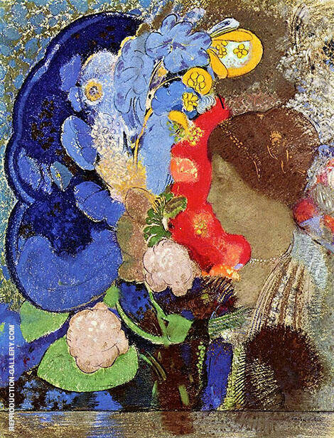 Woman with Flowers 1903 by Odilon Redon | Oil Painting Reproduction