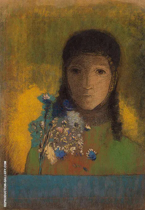 Woman with Wildflowers By Odilon Redon