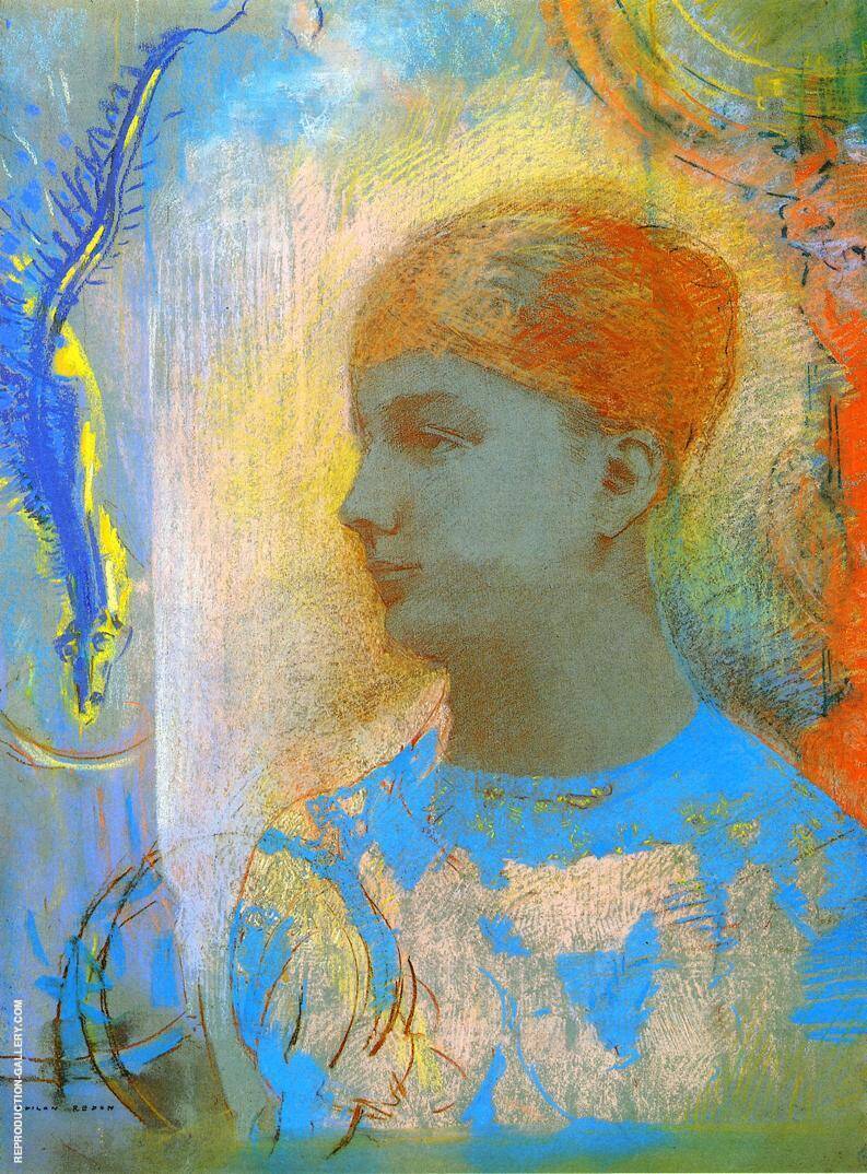 Young Girl Facing Left by Odilon Redon | Oil Painting Reproduction