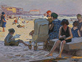Baby Carriage on Beach By Edward Henry Potthast