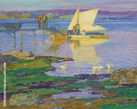 Boat at Dock By Edward Henry Potthast