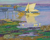 Boat at Dock By Edward Henry Potthast