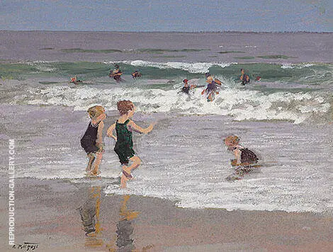Children Playing in Surf By Edward Henry Potthast