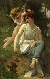 Cupid Adoring a Young Maiden By Guillaume Seignac