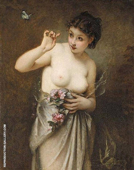 Young Girl with Butterfly by Guillaume Seignac | Oil Painting Reproduction
