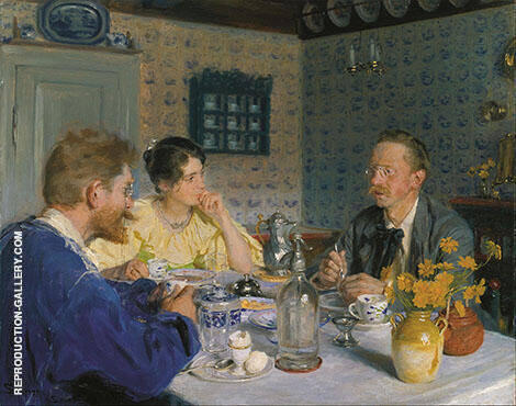 A Breakfast The Artist His Wife and Thewriter Otto Benzon 1893 | Oil Painting Reproduction