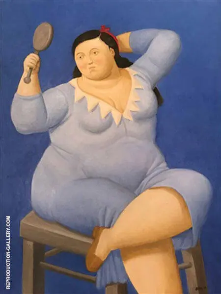 Woman with Mirror By Fernando Botero