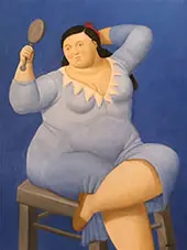 Woman with Mirror By Fernando Botero
