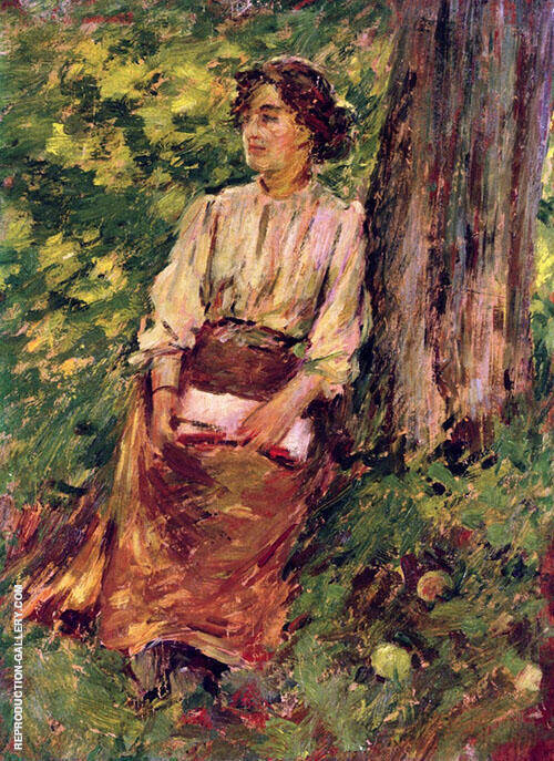 A Girl Redaing by Theodore Robinson | Oil Painting Reproduction