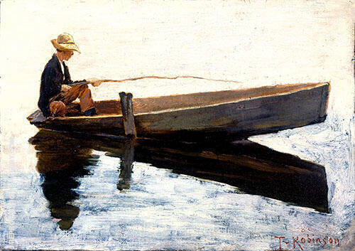 Boy in a Boat Fishing 1880 | Oil Painting Reproduction