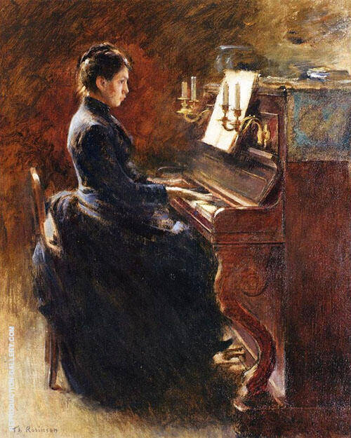 Girl at Piano by Theodore Robinson | Oil Painting Reproduction