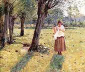 Girl Sewing 2 1891 By Theodore Robinson