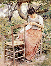 Girl Sewing 1891 By Theodore Robinson