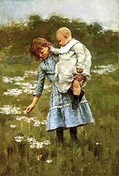 In a Daisy Field 1884 By Theodore Robinson