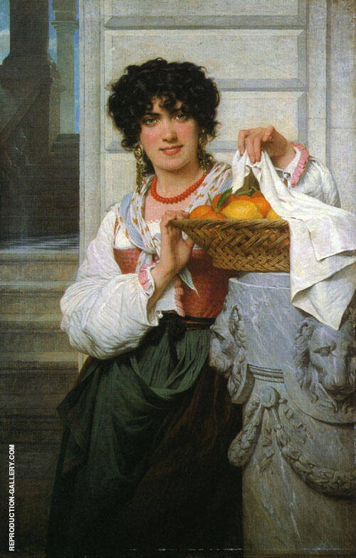 Girl with Basket of Oranges and Lemons 1871 | Oil Painting Reproduction