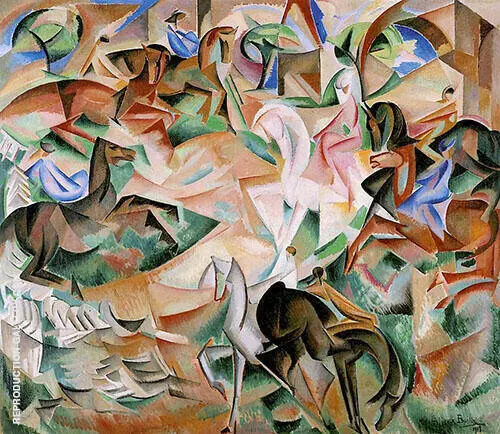 Equestrian Fantasy with Pink Lady 1913 By Alice Bailly