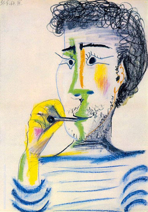 Bearded Man with Cigarette by Pablo Picasso | Oil Painting Reproduction