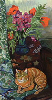 Bouquet and a Cat 1919 By Suzanne Valadon