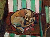 Dog Sleeping on a Cushion Chien Endormi Sur un Coussin 1923 By Suzanne Valadon