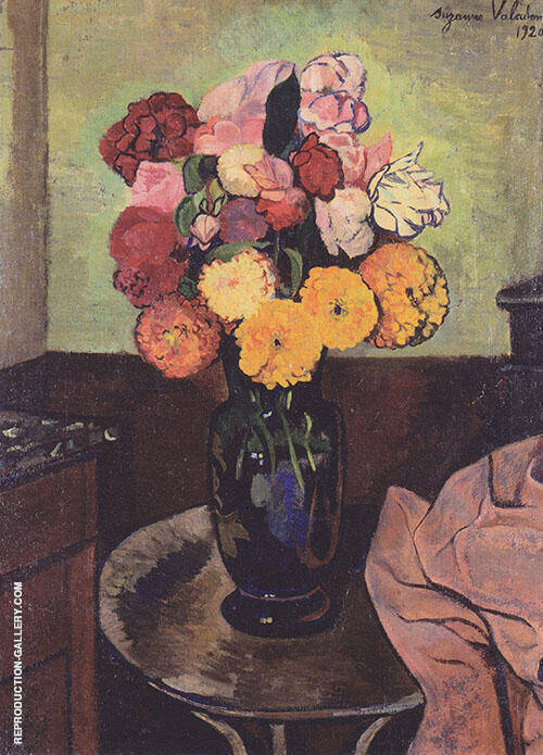 Flower Vase on a Round Table 1920 | Oil Painting Reproduction