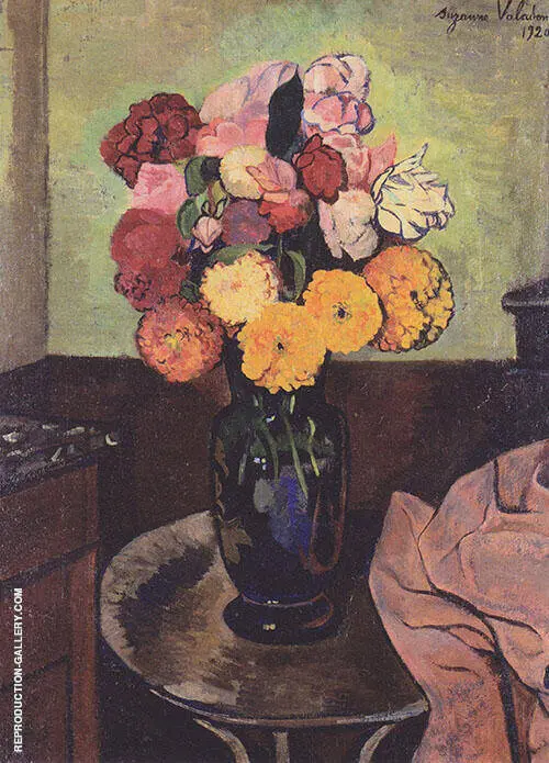 Flower Vase on a Round Table 1920 By Suzanne Valadon