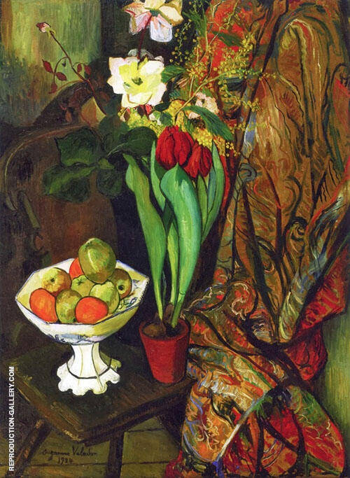 Still Life with Tulips and Fruit Bowl | Oil Painting Reproduction