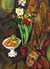 Still Life with Tulips and Fruit Bowl By Suzanne Valadon
