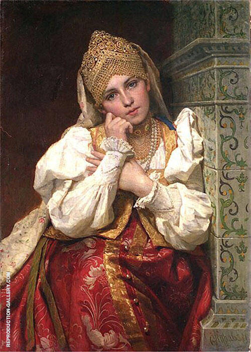 Bojar Woman by Firs Sergeyevich Zhuravlev | Oil Painting Reproduction