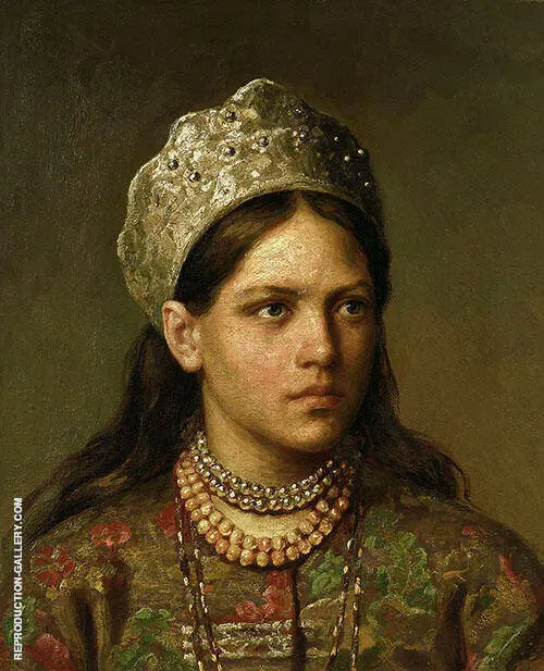 Girl in The Russian Costume By Firs Sergeyevich Zhuravlev