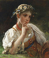 Girl with a Wreath of Flowers By Firs Sergeyevich Zhuravlev