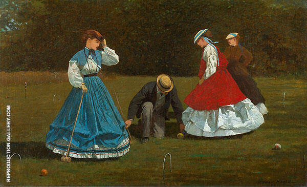Croquet Scene 1866 by Winslow Homer | Oil Painting Reproduction