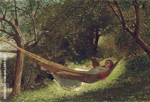 Girl in The Hammock 1873 by Winslow Homer | Oil Painting Reproduction