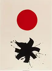 Black Splash Under Red Sphere 1966 By Adolph Gottlieb