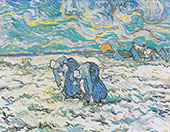 Two Peasant Woman Digging in a Snow Covered Field at Sunset 1890 By Vincent van Gogh