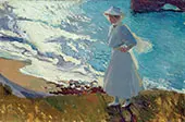 Maria On the Beach at Biarritz By Joaquin Sorolla