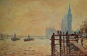 The Thames at Westminster 1871 By Claude Monet