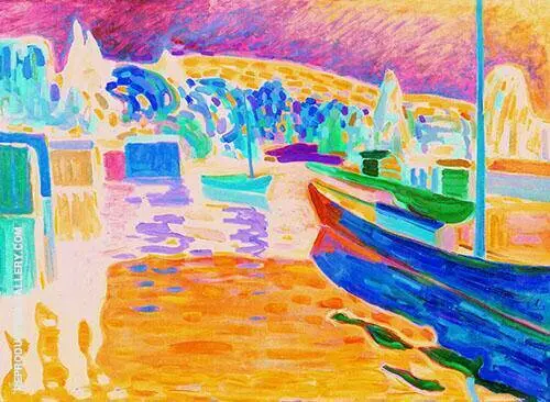 Autumn Landscape with Boats 1908 By Wassily Kandinsky