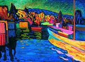 Autumn Landscape with Boats 1908 By Wassily Kandinsky