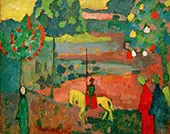 Lancer in Landscape 1908 By Wassily Kandinsky