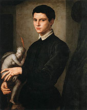 Portrait of a Man Holding a Statuette 1545 By Agnolo Bronzino