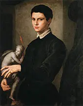 Portrait of a Man Holding a Statuette 1545 By Agnolo Bronzino