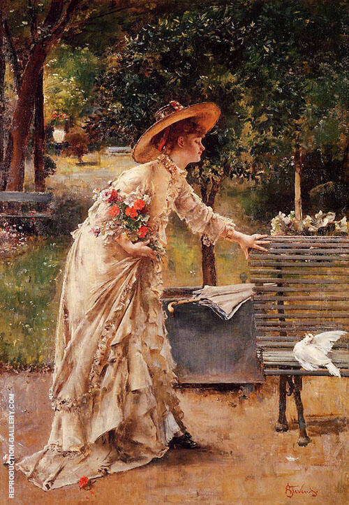 Afternoon in The Park by Alfred Stevens | Oil Painting Reproduction