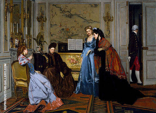 Elgant Figures in a Salon by Alfred Stevens | Oil Painting Reproduction