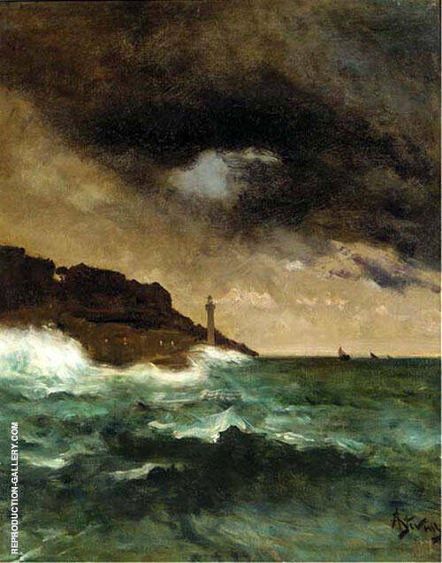 Lighthouse At Dusk Painting By Alfred Stevens Reproduction Gallery